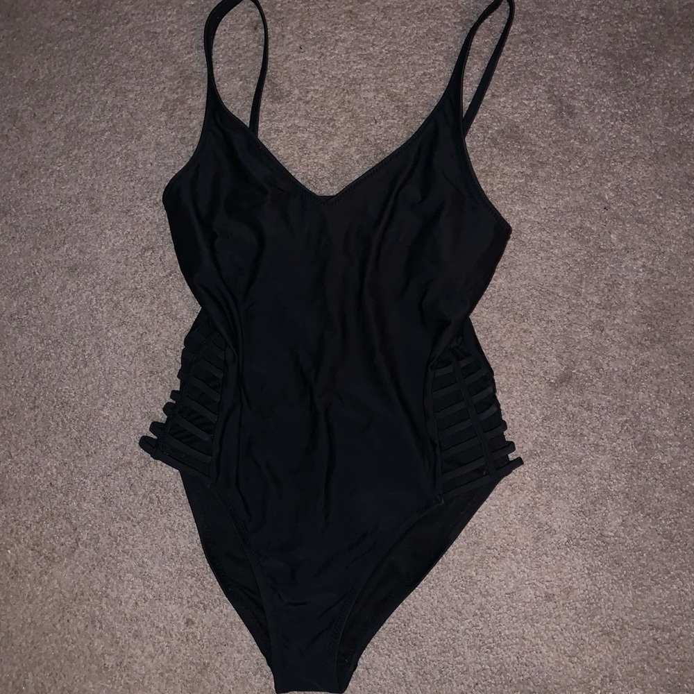 Black one piece bathing suit